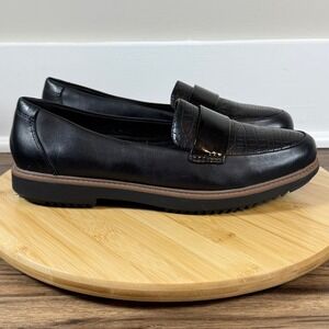 Clarks Slip on Shoe Women's Size 10M Raisie Arlie Black Leather Loafers Everyday